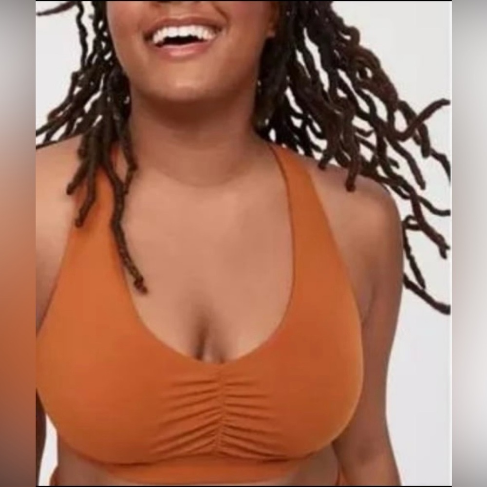 SoldAerie OFFLINE By Aerie Real Me Brown Ruched Sports Bra NWT